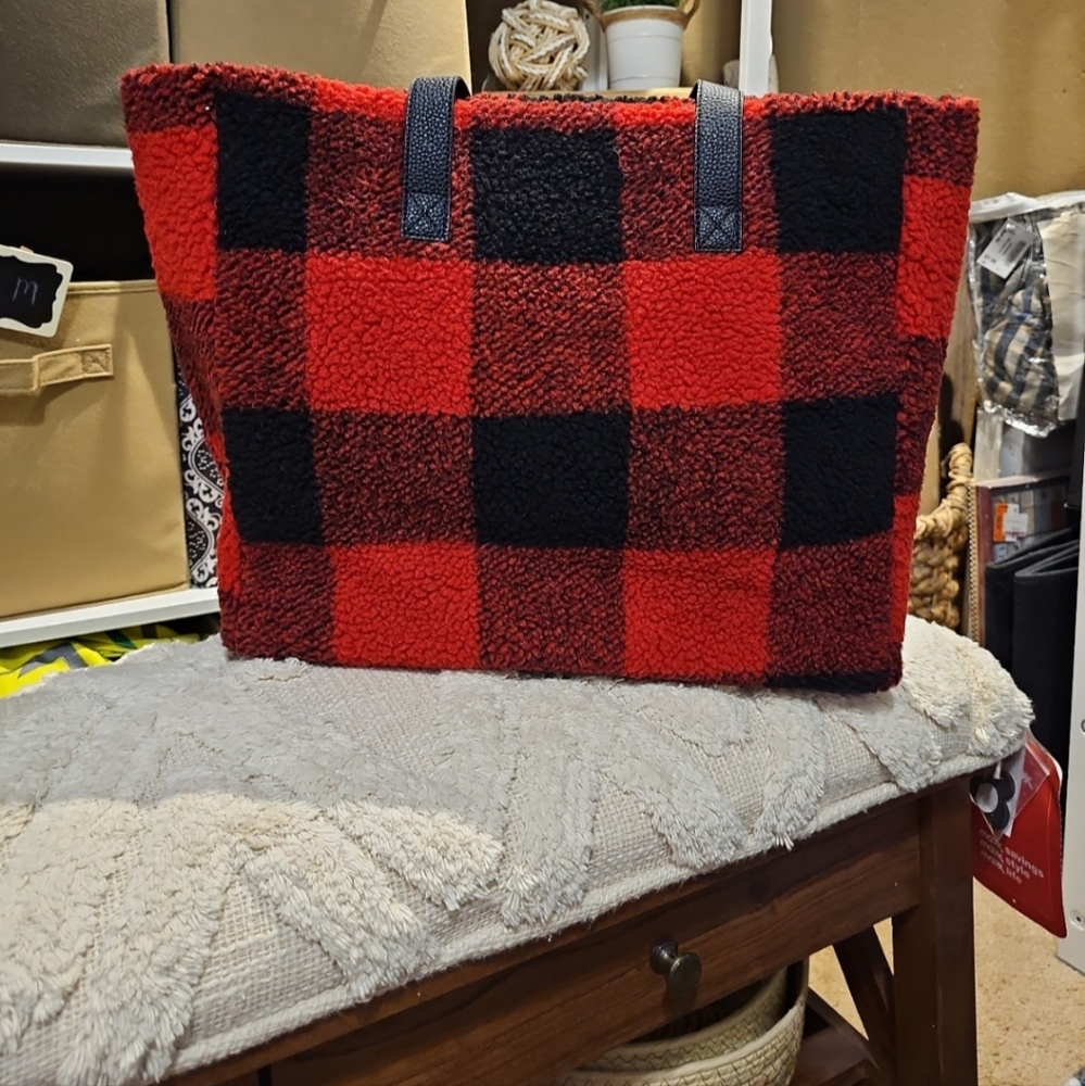 Plaid Sherpa Tote